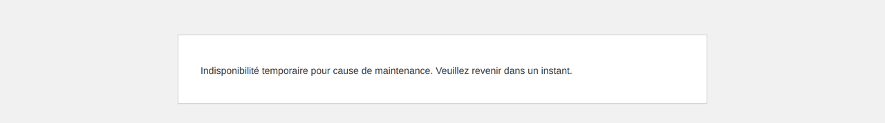 Page de maintenance de WordPress sur le site boulangerie-lemoulin.fr, texte français sur fond blanc, sans aucun élément du thème