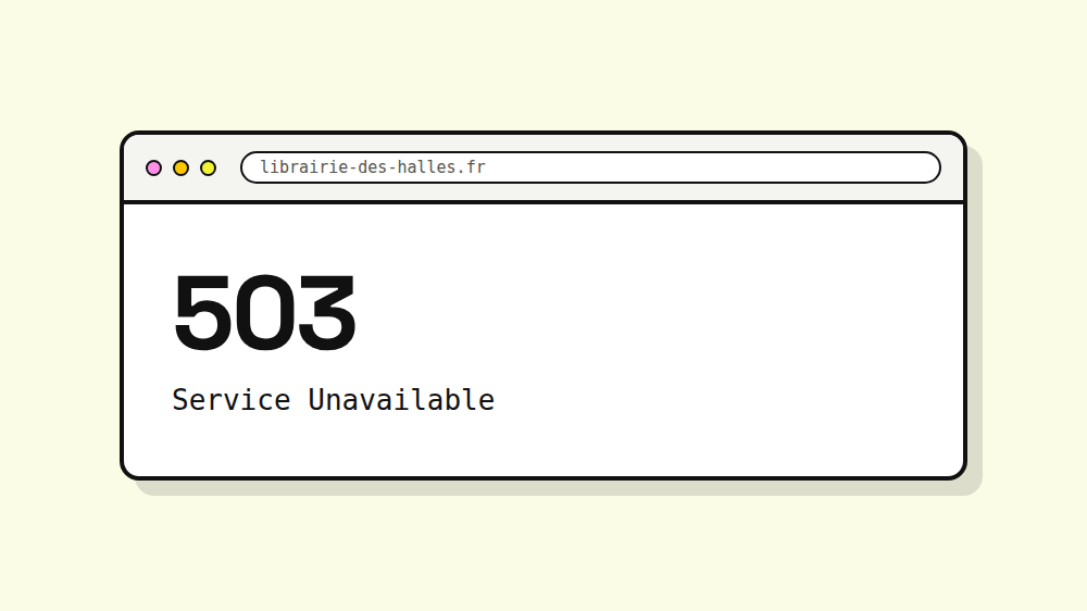 Fenêtre de navigateur affichant 503, Service Unavailable