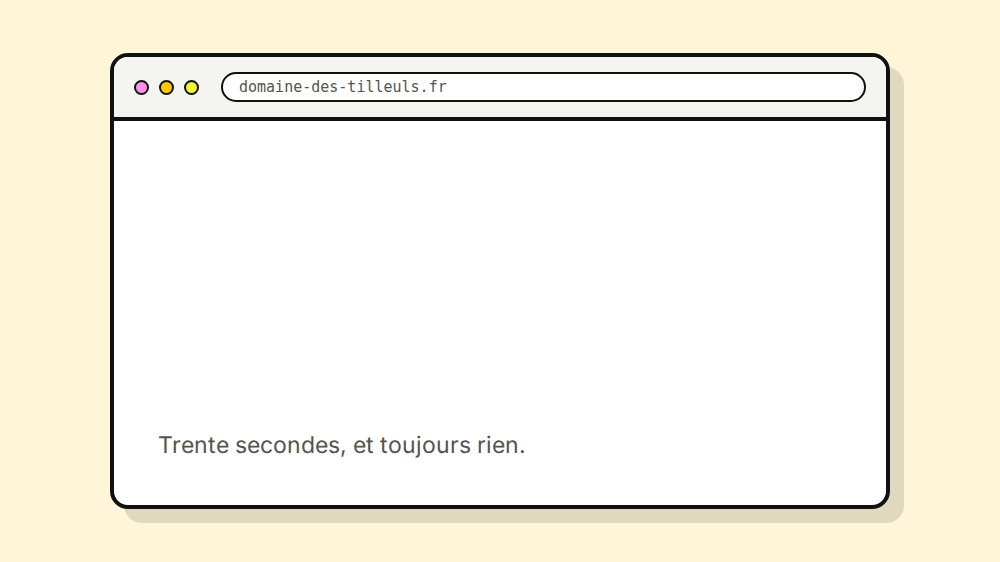 Fenêtre de navigateur sur une page encore vide, avec un indicateur de chargement qui tourne